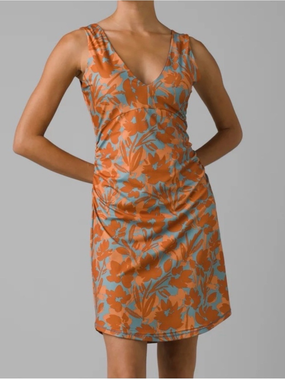 prAna Pearl Isla dress faded poppy bloom floral print V-neck, sleeveless dress S